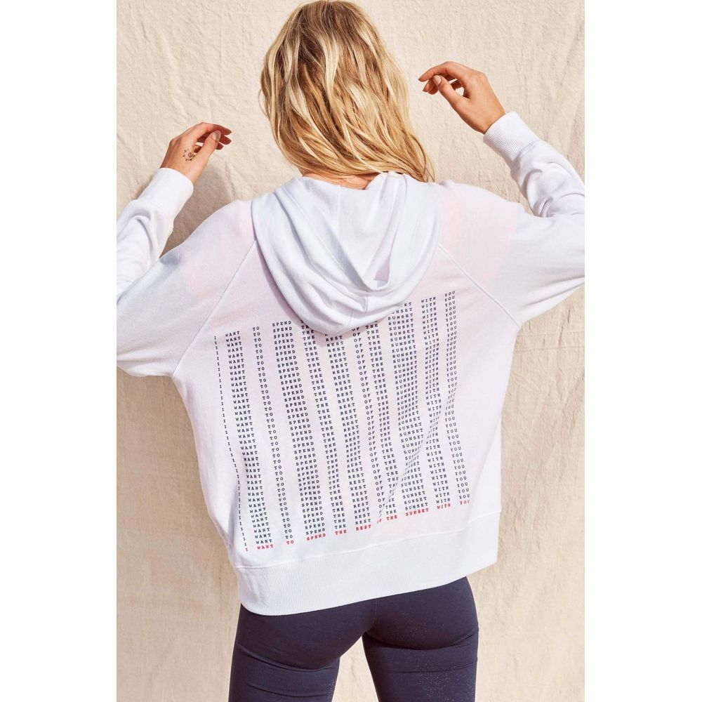 Sundry NWT Soft White Hoodie with Heart & Print 'Sunset With You" Size 1 $158